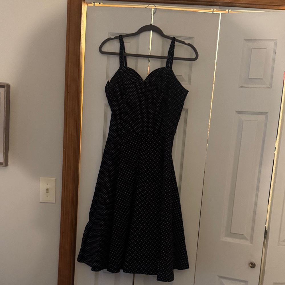 Sleeveless Black Polka Dot Midi Dress